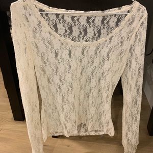 Sheer white lace long sleeve